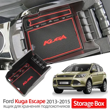 Carro de apoio de Braço Central de Armazenamento de Caixa Para o Ford Kuga Escapar 2013-2015 ABS, Console Central Organizador Recipientes Bandeja de Acessórios