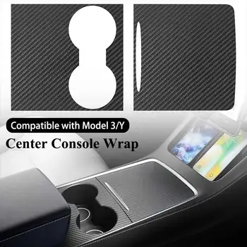 Compatível com a Tesla Modelo 3 Modelo Y 2021 Console Central Envoltório Kit de Fibra de Carbono Console de Cobertura de Decoração de Interiores