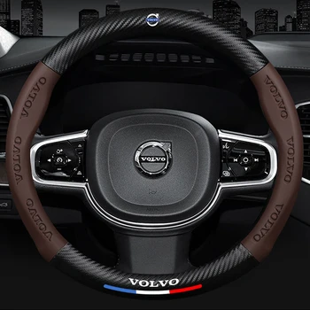 Nova Fibra de Carbono, Couro Carro Cobertura de Volante Para a Volvo XC70 XC90 V50 V70 S60 S80 C30 XC40 XC60 S90 V90 T5 acessórios do Carro