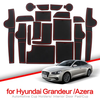 ZUNDUO antiderrapante, Porta Níqueis Almofada para Hyundai Grandeur Azera 2017 ~ 2019 Porta Groove Tapete de Acessórios Não-Derrapante Esteiras porta-copos