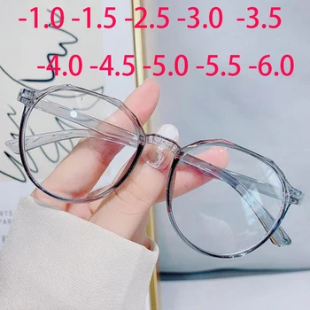 -1.0-1.5 -2.0 -2.5 -3.0 Para -6.0 Tridimensional Poligonal Óculos De Cores Transparentes Quadro Aluno Homens Mulheres Oval Óculos