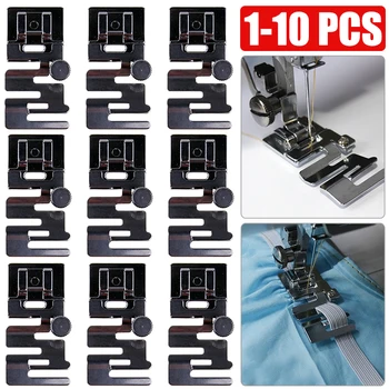 1 -10 Pcs Domésticos Máquina de Costura Pé Calcador Cordão Elástico Faixa de Tecido Elástico Pés Definido para o Irmão Cantor Acessórios de Costura