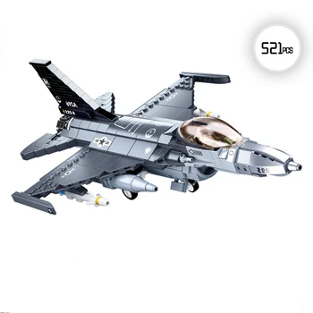 1:44 Militares Série WW2 F16 Jet Multifuncional Piloto de Caça MOC Modelo de Construção de Blocos de Tijolos Brinquedos Presentes
