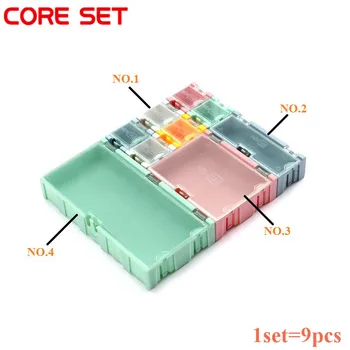 1 conjunto=9 pcs SMD de SMT de Ferramentas de IC Componente Eletrônico conjunto de Mini Caixa de Armazenamento e Práticas de Jóias Storaged Caso Sortidas Kit