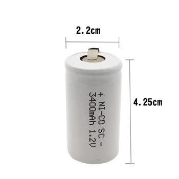 10/12/15pcs Nicd Sc 1.2 v 3400mah Rechargeble Bateria de Nicd Bateria chave de Fenda Para Furadeiras Elétricas