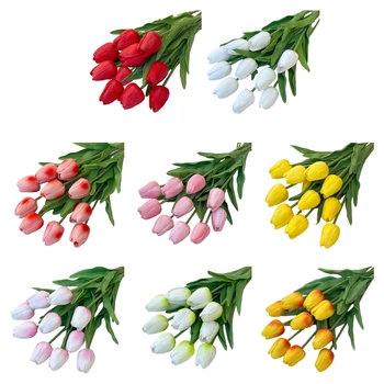 10 Flores Artificiais Exterior Não Fade Resistentes aos raios UV Flores de Plástico Verde