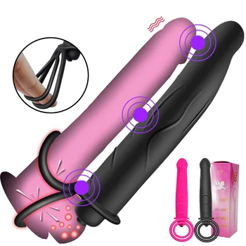 10 Modos de Dupla Penetração Vibrador plug anal Brinquedos Sexuais para Casais Strapon Vibrador Vibrador Cinta Pênis Brinquedos Sexuais para as Mulheres, o Homem