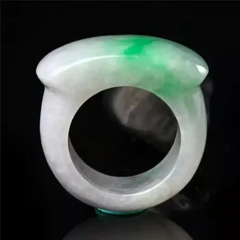 100% Real, Verde Jade 7a Anel Natural de Burma Jadeite Banda Dom Peculiar de Esmeralda Anéis de Homens, Mulheres, Moda Jóias Acessórios