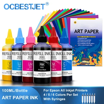 100ML/DEFINIR Papel de Arte de Pigmento de Tinta Artpaper de Tinta Para Epson T50 P50 L1300 1390 C = 800 L1800 DX5 DX6 DX7 TX800 XP600 Todas as Impressoras Jato de tinta