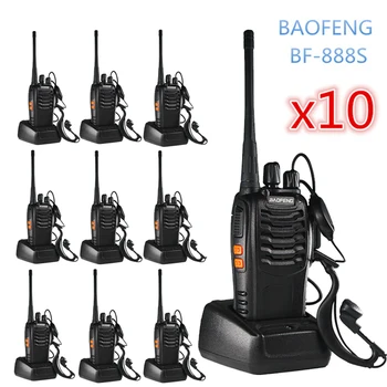 10PCS Baofeng BF 888S Walkie Talkie 6km Duas Vias de Rádio Portátil Caça CB Radio FM Transceptor de HF de Intercomunicação sem Fio BF888S