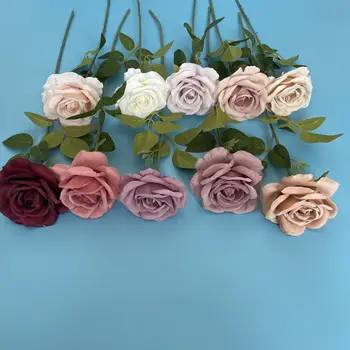 10pcs Simulação de Outono Rosa do Ramo de Veludo Rosa Flor Artificial Grinalda de Noiva Decoração de Festa de Casa, na Parede do Fundo Decoração