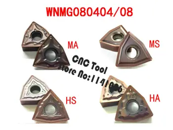 10PCS WNMG080404 / WNMG080408 HA/HS/MA/MS CNC Pastilhas de metal duro,ferramentas de Torno,Usado para aço inoxidável e aço Para MWLNR/WWLNR