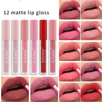 12 Cores Velvet Matte Lip Gloss Impermeável De Longa Duração Líquido Batom Cosméticos De Beleza Stay 24 Horas De Maquiagem
