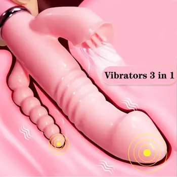 12 Modo 3 Em 1 Vibradores para as Mulheres de Vibração Anal Língua Lambendo o Clitóris Estimulador Ponto G Massageador Erótico Brinquedos Sexuais para as Mulheres