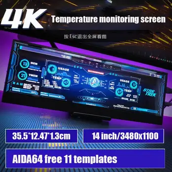 14.0 POLEGADAS 3840*1100 IPS 4K Tela de Controle de Temperatura de Visualização Dinâmica AIDA64 Brilho Ajustável Para Computador Desktop