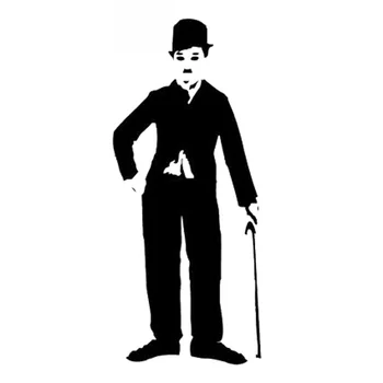 16cm * 7cm Charlie Chaplin Engraçado Decoração do Carro Adesivo PVC Criativo Carro Decal Acessórios Impermeável, Protetor solar Preto/branco