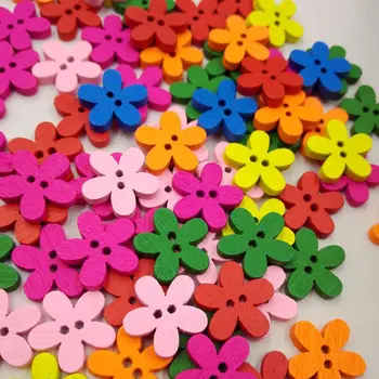 1Pack DIY Ofício de 15mm com 2 Furos Multicolor Colorido da Flor da Ameixa Forma do Botão Multi Propósito Botão de Madeira de Costura, Ferramentas de Acessório