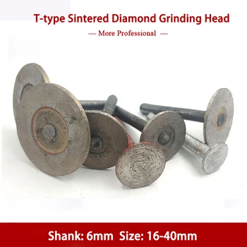 1PC 16~40mm T-tipo Diamante Sinterizado de Moagem de Cabeça 6mmShank Agulha Pouco de Rebarbas de Metal, Pedra de Jade, de Cerâmica, Vidro Gravado Esculpida Broca