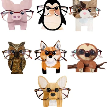 1PC Animal Óculos Rack Bonito 3D Animal de Esculturas em Madeira Óculos de sol de Exibição de Prateleira Óculos Show de Stand Jóias Titular Vitrine