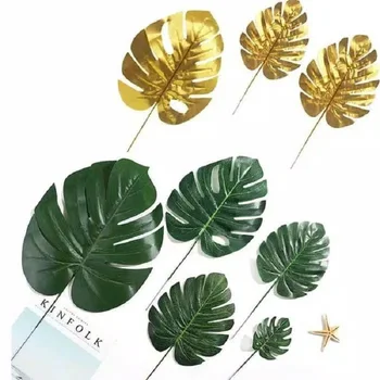 1pc Artificial Monstera Folha de Ouro Verde de Seda as Folhas de Palma, Para a Festa de Aniversário Decorações Decoração de Casa