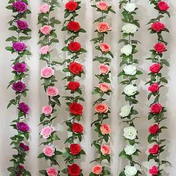1pc Artificial Rosa de Seda Videira Flor de Judy, Para Decoração de Casamento Secos Vinha para Casa Flor de Jardim Falso Fábrica de Adesivos de Parede De 2,45 M
