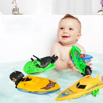 1Pc Crianças Velocidade do Barco do Navio de Vento de Brinquedo Banheira Brinquedos Duche Brinquedos Flutuar Na Água as Crianças Clássica Mecânica de Brinquedos para Crianças Meninos Presente