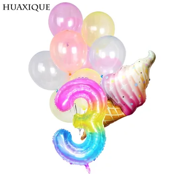 1Set de 40 Polegadas arco-íris Digital Donut Festa Gradiente de Balões 3ª 4ª Festa de Aniversário, Decoração de sorvete de Doce de Lolipops Balão