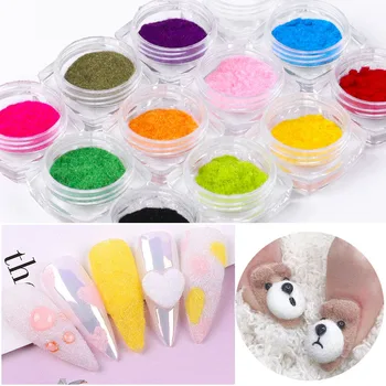 1set Flocagem de Veludo, Unhas de Pó Colorido, Glitter Pó Para Manicure DIY UV Gel Polish da Arte do Prego Dicas de Decoração