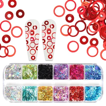 1Set Holográfico Círculo de Unhas de Glitter, Lantejoulas Design Flocos de Decoração DIY Manicure suprimento de Peças Unhas Acessórios