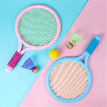 1Set Plástico crianças de ténis badminton brinquedos de exterior, interior de esportes de lazer brinquedos raquetes de tênis pai-filho brinquedos presentes crianças