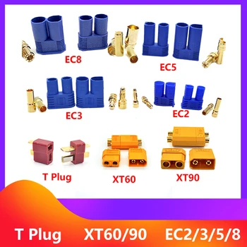 2 / 5 / 10pair XT60 XT90 EC2 EC3 EC5 EC8 t plug conector de bateria kit masculino e feminino Banhado a Ouro Plug Banana para o RC peças