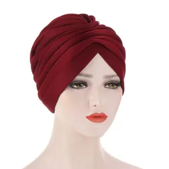 2020 Inverno Elástico Turbantes Para As Mulheres Muçulmanas Lenço Bonnet Islâmica De Algodão Hijab Caps Senhoras Cabeça Turbante Indiano Pac
