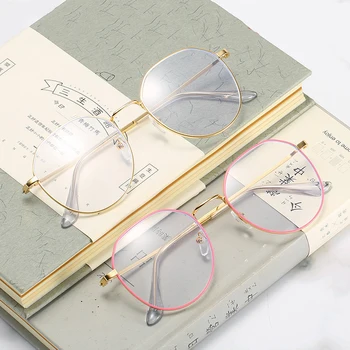 2020 Novas unissex redondo Miopia de óculos para homens mulheres óculos de armação de Metal anti luz azul Míope, Óculos Óculos -1.0 -2.5