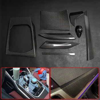 2021 2022 Para o BMW M3 M4 G80 G82 G83 EM Real Carbono Interior do Carro Kit Guarnição Centro de Dashboard do Console da Shift de Engrenagem Tampa do Painel Info.