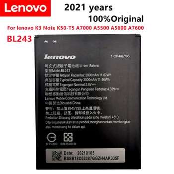2021 Novo BL243 Bateria Para lenovo Limão K3 Nota K50-T5 A7000 A5500 A5600 A7600 2900mAh Telefone Móvel Bateria de Backup