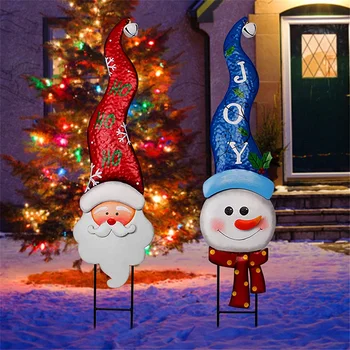 2022 Natal Quintal Sinais SnowmanSanta Noel Decoração De Jardim Ao Ar Livre Estaca Decoração De Boas-Vindas Quintal Gramado Caminho Garagem