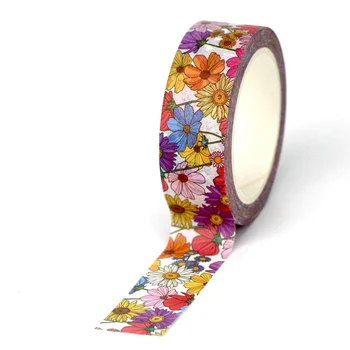 2022 NOVO 1PC 10M Decorativos Coloridos Padrão Floral Washi Tape para Embrulho Planejador de Fita Adesiva Bonito papel de carta