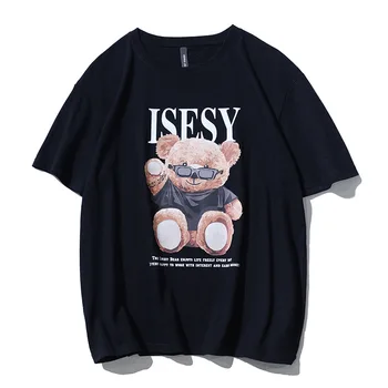 2022 Popular de Moda de T-shirt desenho animado do Urso de Homens e Mulheres de manga Curta Harajuku Rua Roupas Camisas Casuais Grande do Algodão do T-sh