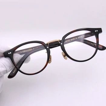 2022 Rodada Retro Óculos de Armação de Homens e Mulheres de Alta Qualidade Amarelos Óptico Kurt Armações de Óculos com Caixa Original