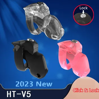 2023 Novo HT-V5 Masculino Castidade Dispositivo Pênis Bloqueio do Cinto de Castidade com 