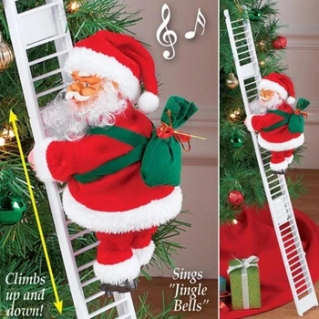 2023 Papai Noel Boneca Subir Escada com Música Enfeites de Árvore de Natal Decorações Para a Casa De 2022 Navidad Ano Novo Dom Crianças
