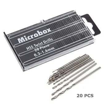 20pcs/set 0,3 mm-1,6 mm Mini Aço de Alta Velocidade de Bit Broca Conjunto de Micro broca HSS conjunto de bits com o Caso