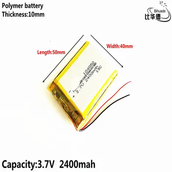 2400mAh Bateria De 3,7 V Lipo 104050 Recarregável para Dvr GPS MP4 MP5 Tablet PC Portátil do Banco do Poder de Brinquedos Eletrônicos Gravador de Condução