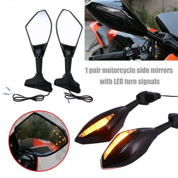 2pcs LED Retroviseur Clignotants Moto Para a CBR 250 600 900 1000 RR Indicadores de mudança de direcção Motocicleta Retrovisor do Lado Espelhos