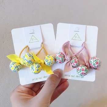 2pcs/lote do Estilo de Coreia Menina de Cabelo Corda Candy Color Floral Bola de elásticos para Crianças Moda e Acessórios para o Cabelo Crianças Cocar