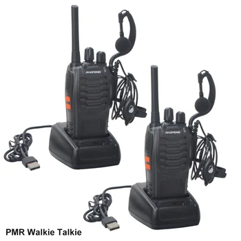 2Pcs/Pack Walkie Talkie Baofeng BF-88E PMR 16Channels 446.00625-446.19375 MHz Licença Gratuita de Rádio com USB, Carregador e Fone de ouvido