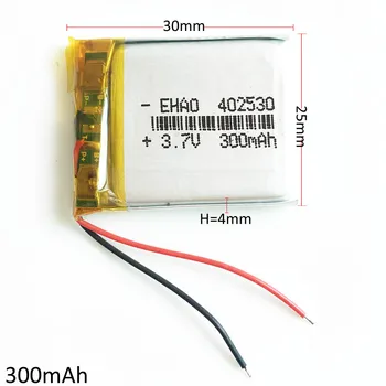 3,7 V 300mAh de Polímero de Lítio Li-Po li Bateria Recarregável de íon de 402530 Para Mp3 MP4 GPS Bluetooth estéreo pouco do ponto de leitura da caneta