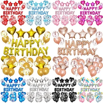 39Pcs Feliz Aniversário Balões Folha de Carta de Balão Adultos, as Crianças Festa de Aniversário, Decorações Babay Duche Hélio Globos