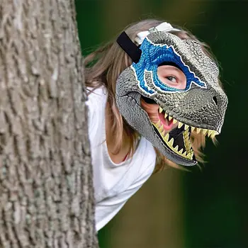 3D Azul Dinossauro Máscara de Dinossauros de Brinquedos Cabeça de Halloween Festival de Dinossauro Trajes de Festa baile de Máscaras Máscara de Presentes de Natal para Crianças