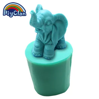 3D Elefante Moldes de Silicone Para Bolo de Sal, Escultura Escultura de Gelo Artesanais em Gesso Animal Vela Moldes S0102DX